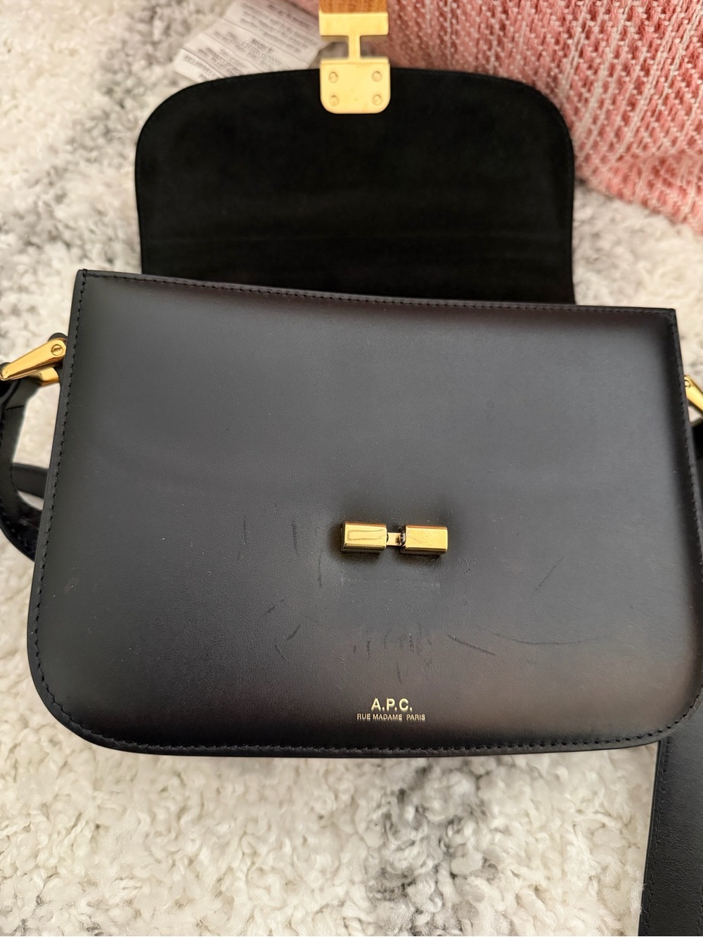 A.P.C. Black Leather Crossbody with Gold Lock - Picture 4 of 7